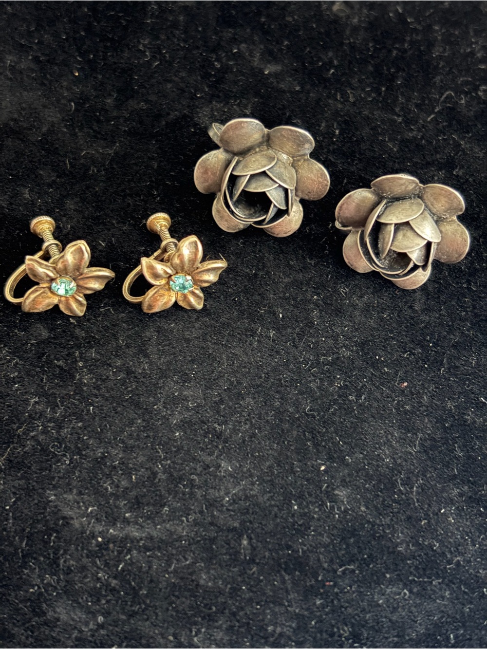 Vintage Sterling Silver Screwback Earrings Set of 2